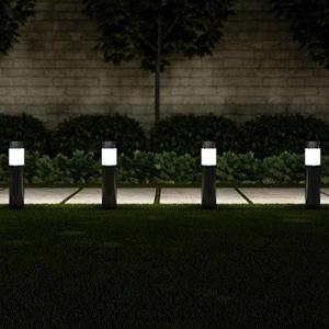 imagePure Garden Solar Lights Outdoor Waterproof 6Pack  15 Stainless Steel Bollard Solar Pathway Lights  Stake Outdoor LED Lighting for Yard Drive Path or Landscape Lighting BlackBlack