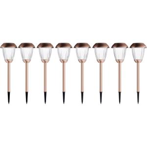 imagePure Garden SolarPowered Outdoor Lights  Set of 8 StainlessSteel Stake Lights for Gardens Walkways Driveways Landscapes and Patios CopperCopper