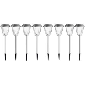 imagePure Garden SolarPowered Outdoor Lights  Set of 8 StainlessSteel Stake Lights for Gardens Walkways Driveways Landscapes and Patios CopperGunmetal