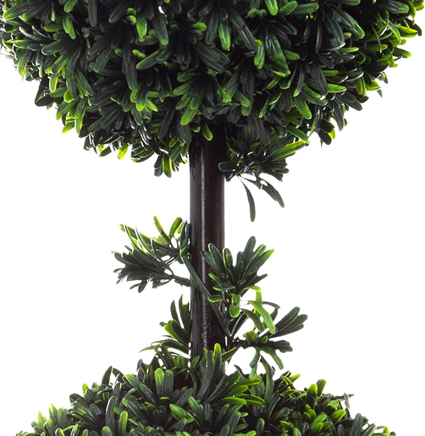imageArtificial Topiary Tree  36Inch Double Ball Podocarpus Fake Plant  Realistic Indoor or Outdoor Potted Faux Plants for Home Decor by Pure Garden3ft