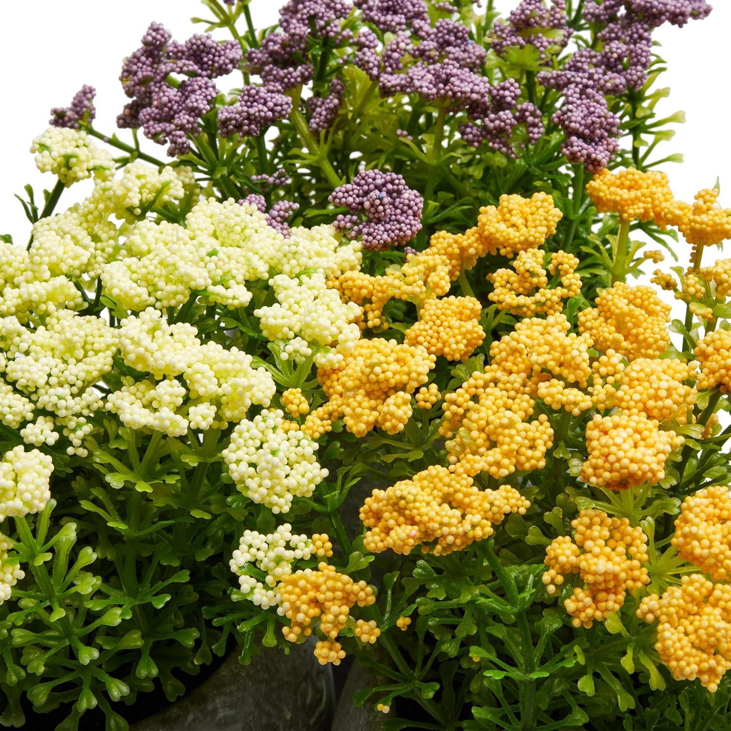 imagePure Garden Artificial Succulent Plants  3Piece Arrangement Set in Faux Stone Pots and Assorted Sizes  Lifelike Greenery for Home DecorationIvory  Yellow   Purple
