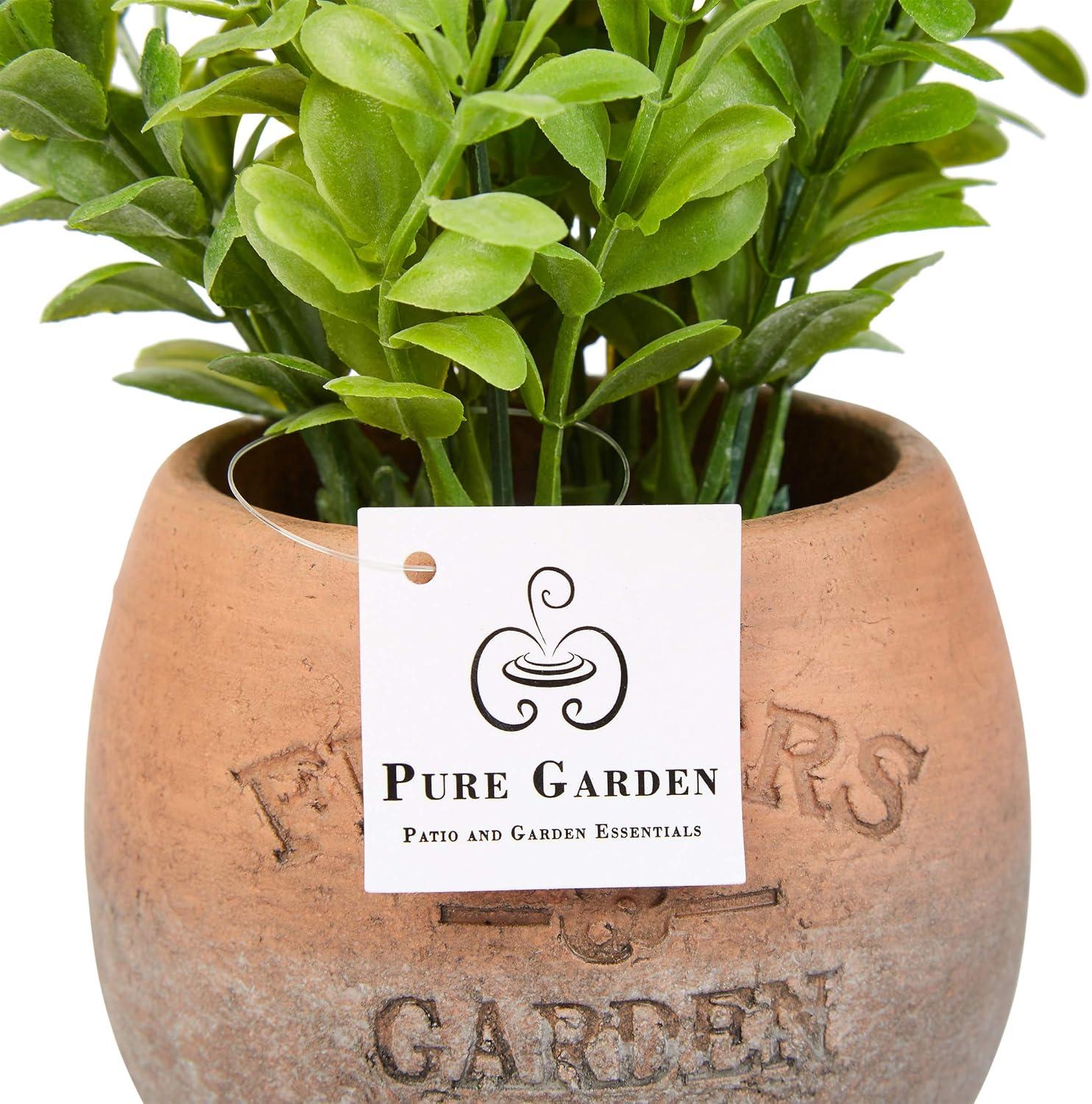 imagePure Garden Artificial Succulent Plants  3Piece Arrangement Set in Faux Stone Pots and Assorted Sizes  Lifelike Greenery for Home DecorationOrange  Green