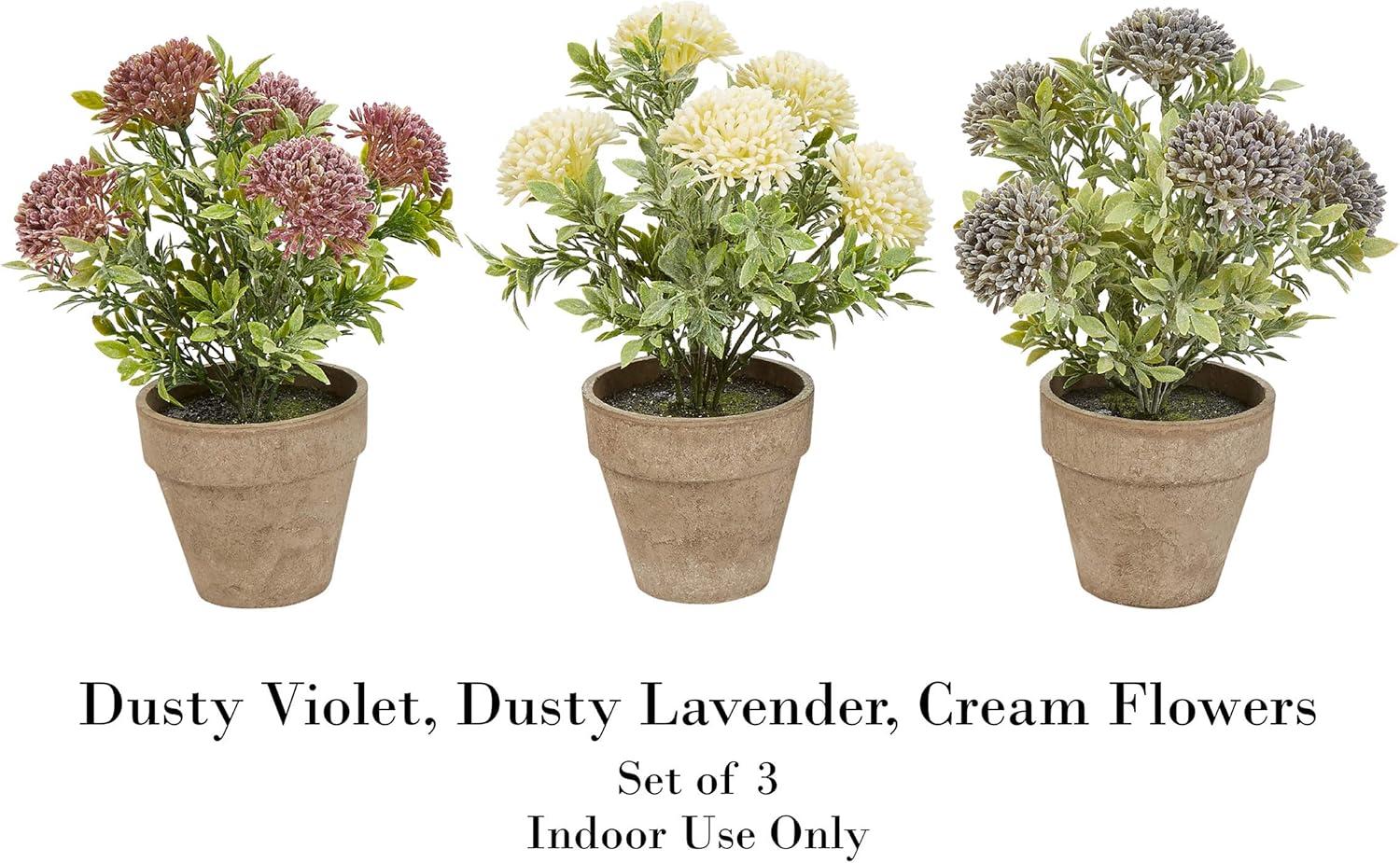 imagePure Garden Artificial Succulent Plants  3Piece Arrangement Set in Faux Stone Pots and Assorted Sizes  Lifelike Greenery for Home DecorationViolet  Lavender   Cream