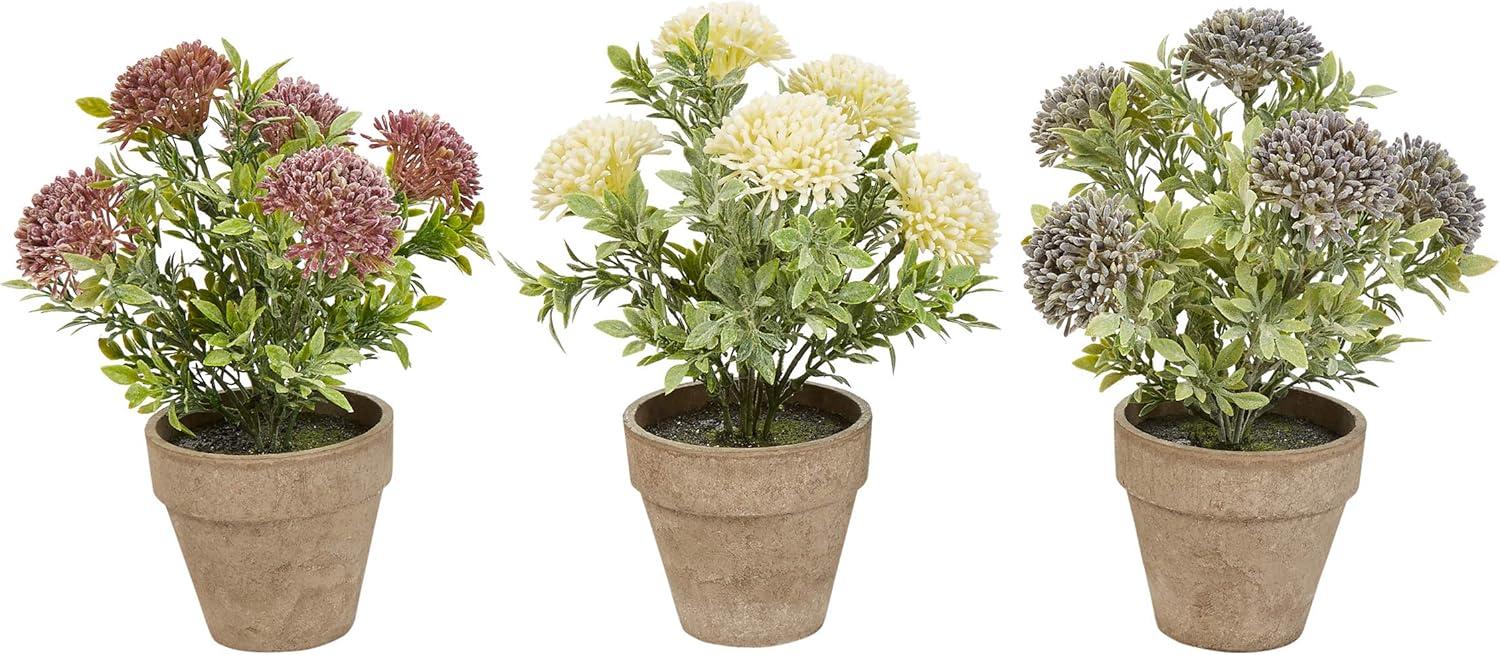 imagePure Garden Artificial Succulent Plants  3Piece Arrangement Set in Faux Stone Pots and Assorted Sizes  Lifelike Greenery for Home DecorationViolet  Lavender   Cream