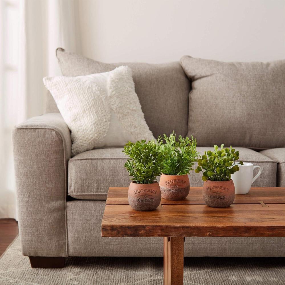 imagePure Garden Artificial Succulent Plants  3Piece Arrangement Set in Faux Stone Pots and Assorted Sizes  Lifelike Greenery for Home DecorationOrange  Green