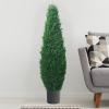 imageArtificial Cypress Topiary37 Tower Style Faux Plant in Sturdy Pot  Realistic Indoor or Outdoor Potted ShrubHome Decor by Pure Garden3ft 5in