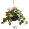 imageFaux Flowers White Geranium Hanging Natural and Lifelike Floral Arrangement with Basket for Home or Office by Pure GardenHot Pink