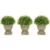 imagePure Garden Faux Boxwood  3Matching Realistic 95quot Tall Topiary Arrangements in Decorative Metal Baskets for Indoor Home or Office Set of 3Concrete Base
