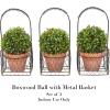 imagePure Garden Faux Boxwood  3Matching Realistic 95quot Tall Topiary Arrangements in Decorative Metal Baskets for Indoor Home or Office Set of 3Ornamental Pot