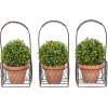 imagePure Garden Faux Boxwood  3Matching Realistic 95quot Tall Topiary Arrangements in Decorative Metal Baskets for Indoor Home or Office Set of 3Ornamental Pot