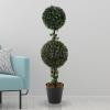 imageArtificial Topiary Tree  36Inch Double Ball Podocarpus Fake Plant  Realistic Indoor or Outdoor Potted Faux Plants for Home Decor by Pure Garden3ft