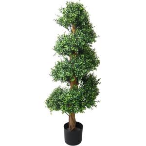 image5 Ft Artificial Boxwood Spiral Topiary Tree  Realistic Fake Plant with Weighted Pot for Indoor or Outdoor Use  Artificial Plants for Living Room Office or Home Decor by Pure Garden Green4ft