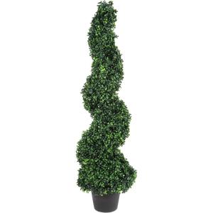 image5 Ft Artificial Boxwood Spiral Topiary Tree  Realistic Fake Plant with Weighted Pot for Indoor or Outdoor Use  Artificial Plants for Living Room Office or Home Decor by Pure Garden Green4ft 2in