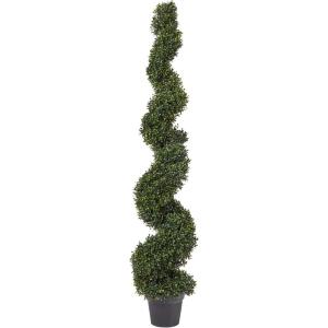 image5 Ft Artificial Boxwood Spiral Topiary Tree  Realistic Fake Plant with Weighted Pot for Indoor or Outdoor Use  Artificial Plants for Living Room Office or Home Decor by Pure Garden Green5ft