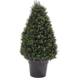imageArtificial Cypress Topiary37 Tower Style Faux Plant in Sturdy Pot  Realistic Indoor or Outdoor Potted ShrubHome Decor by Pure Garden37