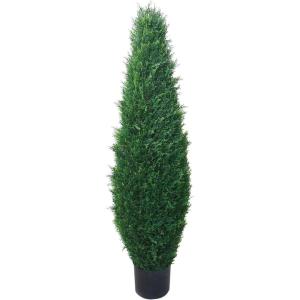 imageArtificial Cypress Topiary37 Tower Style Faux Plant in Sturdy Pot  Realistic Indoor or Outdoor Potted ShrubHome Decor by Pure Garden3ft 5in
