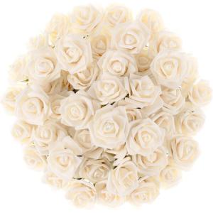 imageHome Artificial Roses with Stems Real Touch Fake Flowers Decor Wedding BridalBaby Shower Centerpiece More 50 Pc Set by Pure Garden Cream