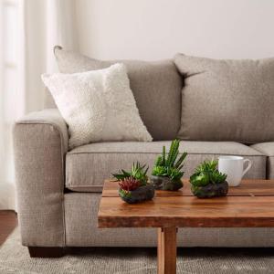 imagePure Garden Artificial Succulent Plants  3Piece Arrangement Set in Faux Stone Pots and Assorted Sizes  Lifelike Greenery for Home DecorationGray  Green