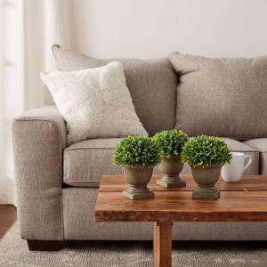 imagePure Garden Faux Boxwood  3Matching Realistic 95quot Tall Topiary Arrangements in Decorative Metal Baskets for Indoor Home or Office Set of 3Concrete Base