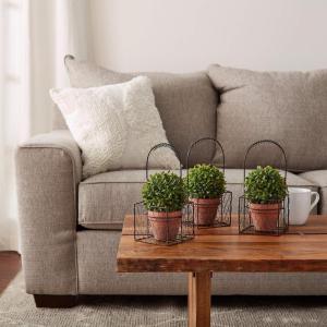 imagePure Garden Faux Boxwood  3Matching Realistic 95quot Tall Topiary Arrangements in Decorative Metal Baskets for Indoor Home or Office Set of 3Ornamental Pot