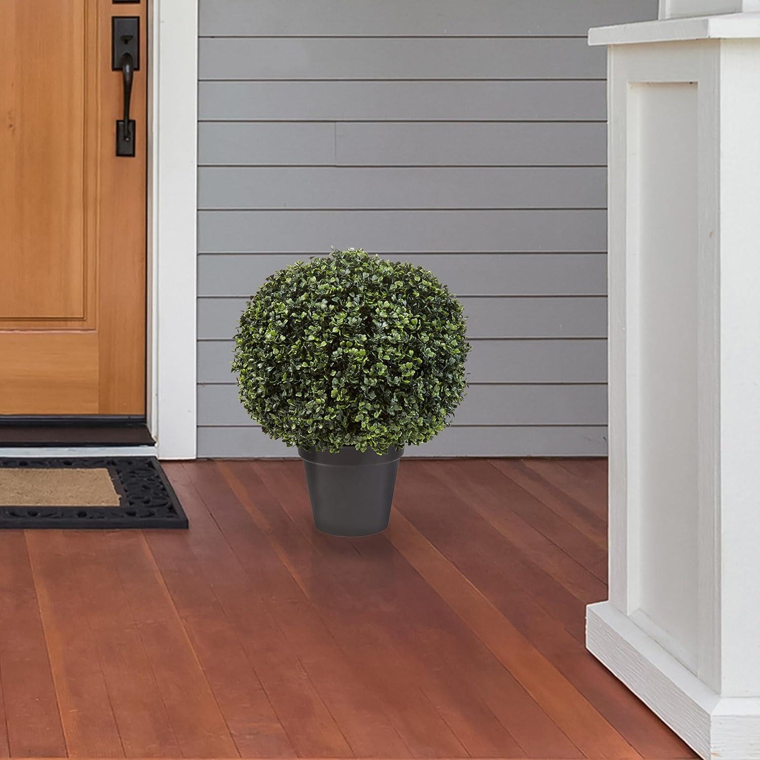 imageArtificial Boxwood Plant  21Inch Topiary Ball Faux Plant  Indoor or Outdoor Fake Plants for Home Entryway or Porch Decor by Pure Garden1Pack