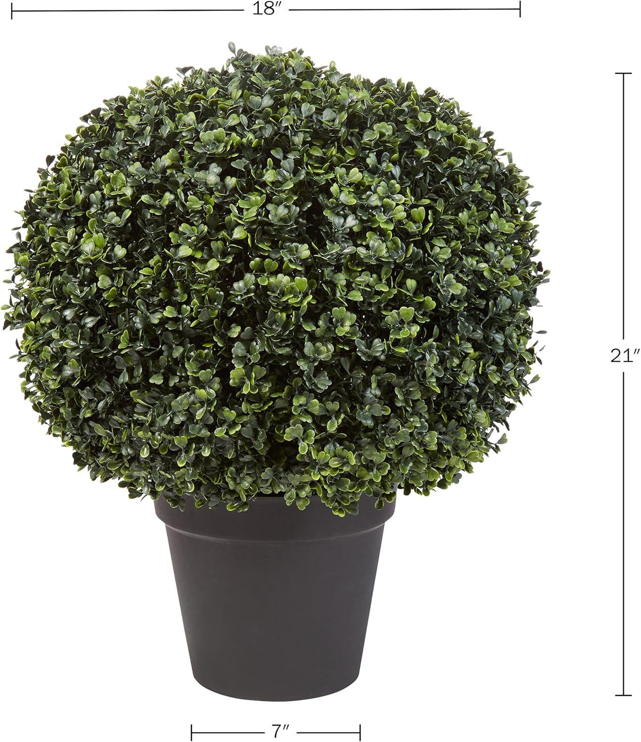imageArtificial Boxwood Plant  21Inch Topiary Ball Faux Plant  Indoor or Outdoor Fake Plants for Home Entryway or Porch Decor by Pure Garden1Pack