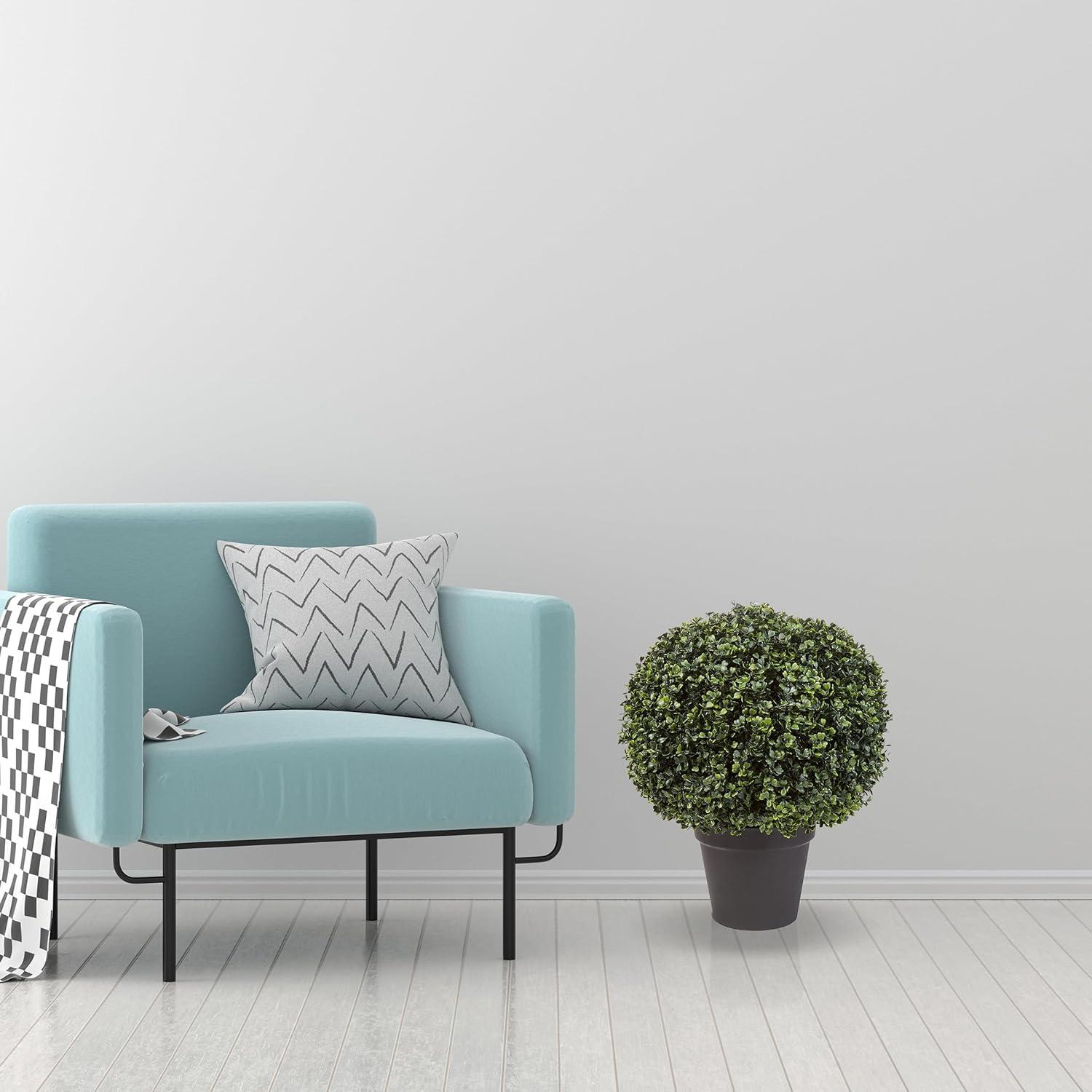 imageArtificial Boxwood Plant  21Inch Topiary Ball Faux Plant  Indoor or Outdoor Fake Plants for Home Entryway or Porch Decor by Pure Garden1Pack