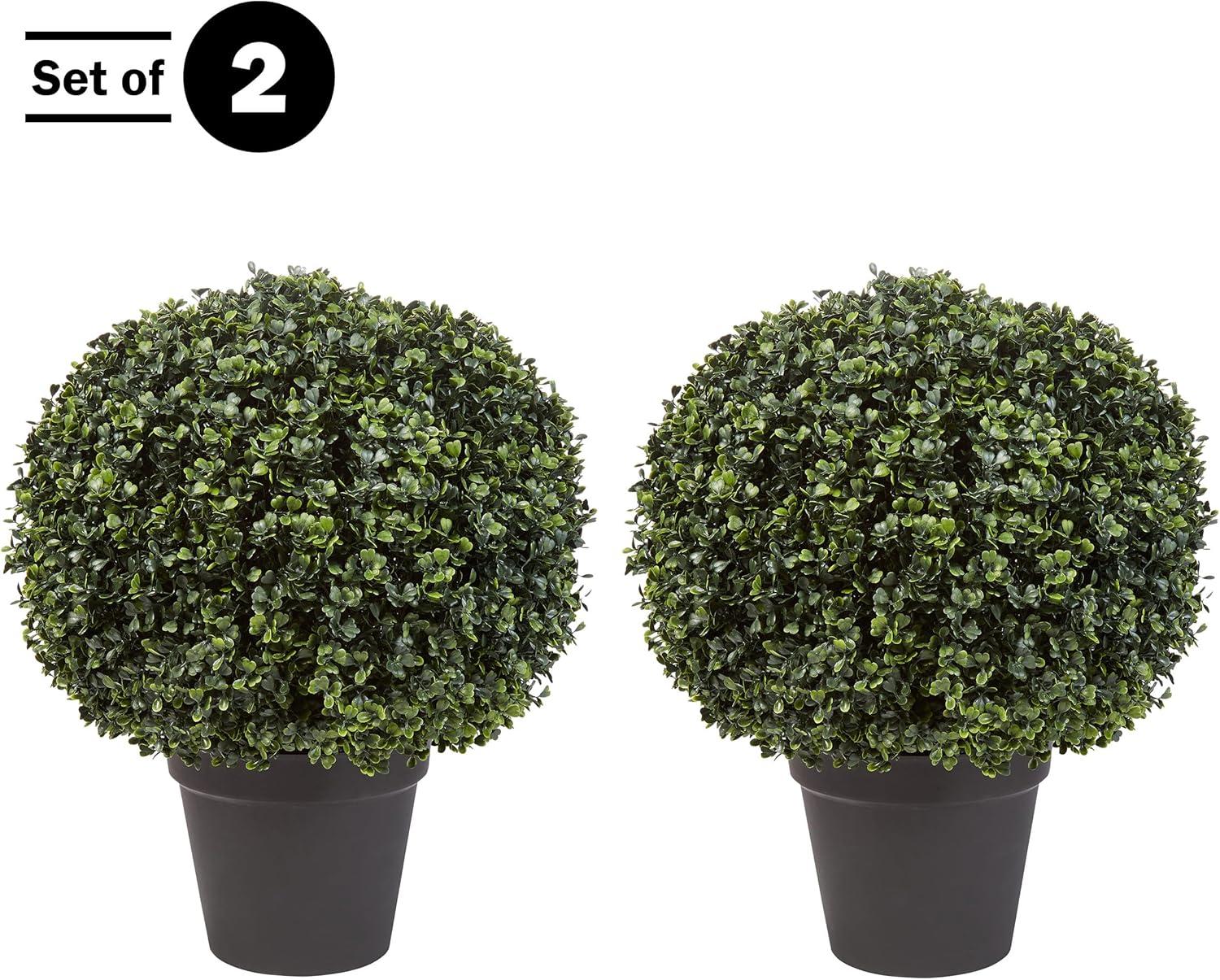 imageArtificial Boxwood Plant  21Inch Topiary Ball Faux Plant  Indoor or Outdoor Fake Plants for Home Entryway or Porch Decor by Pure Garden2Pack