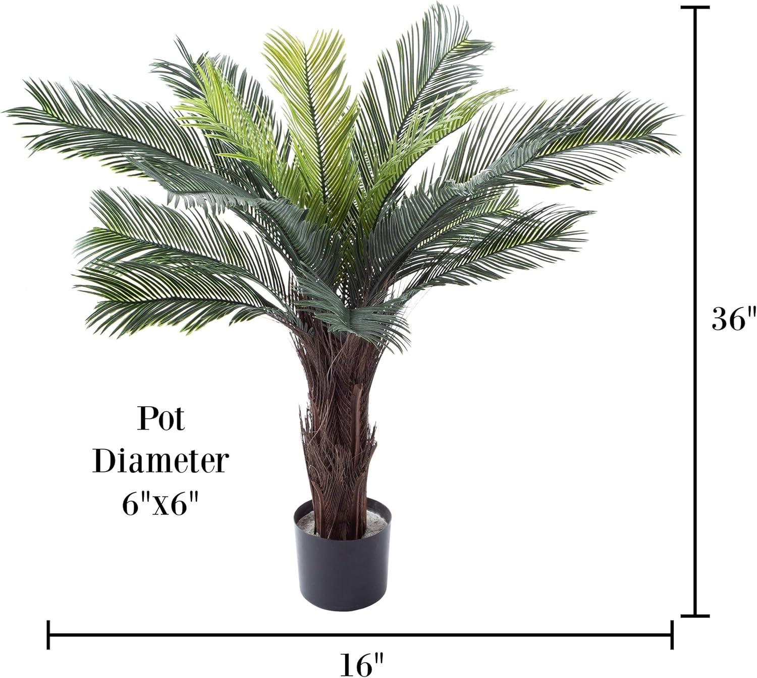 imageArtificial Cycas Palm Tree 3Foot Potted Faux Plant for Home or Office Decoration Ornamental Greenery for Indoor or Outdoor Use by Pure Garden3ft