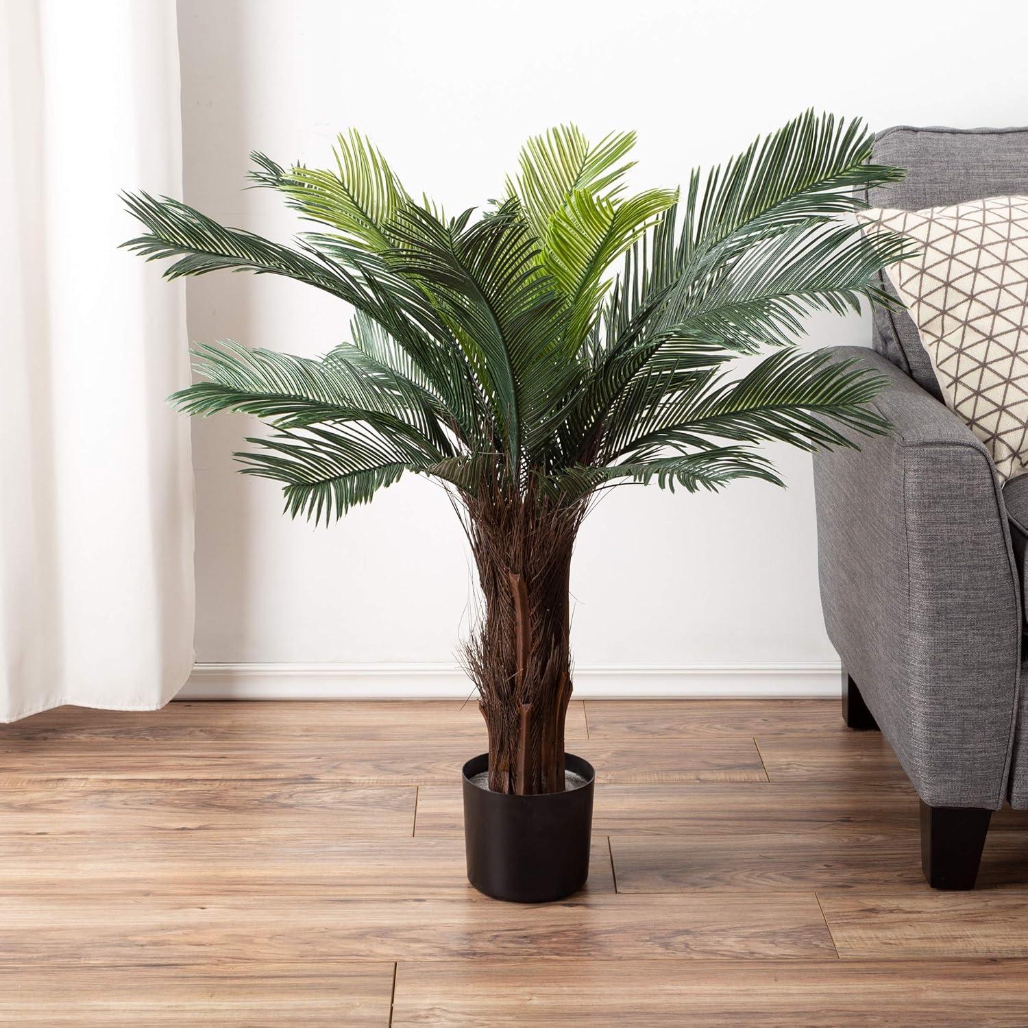imageArtificial Cycas Palm Tree 3Foot Potted Faux Plant for Home or Office Decoration Ornamental Greenery for Indoor or Outdoor Use by Pure Garden3ft