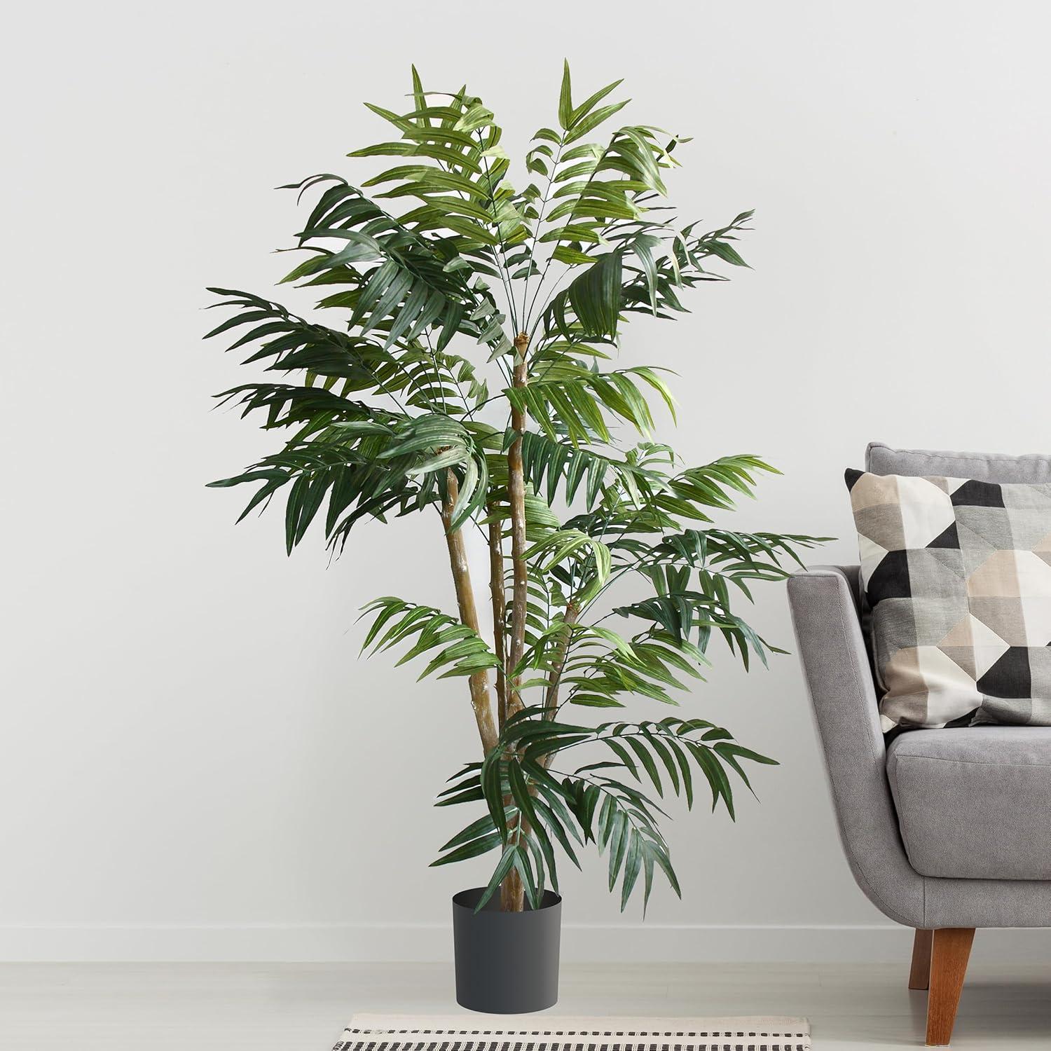 imageArtificial Cycas Palm Tree 3Foot Potted Faux Plant for Home or Office Decoration Ornamental Greenery for Indoor or Outdoor Use by Pure Garden5ft