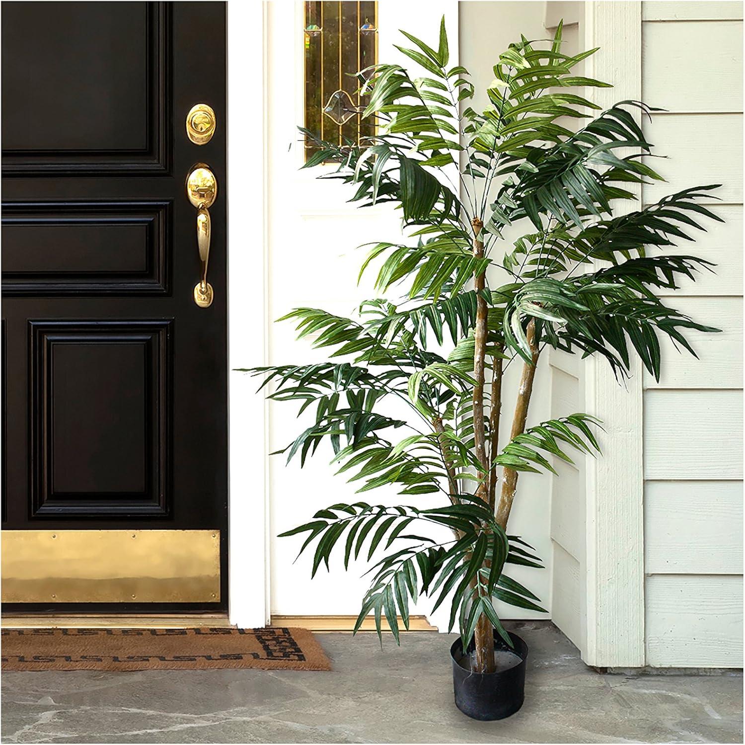 imageArtificial Cycas Palm Tree 3Foot Potted Faux Plant for Home or Office Decoration Ornamental Greenery for Indoor or Outdoor Use by Pure Garden5ft