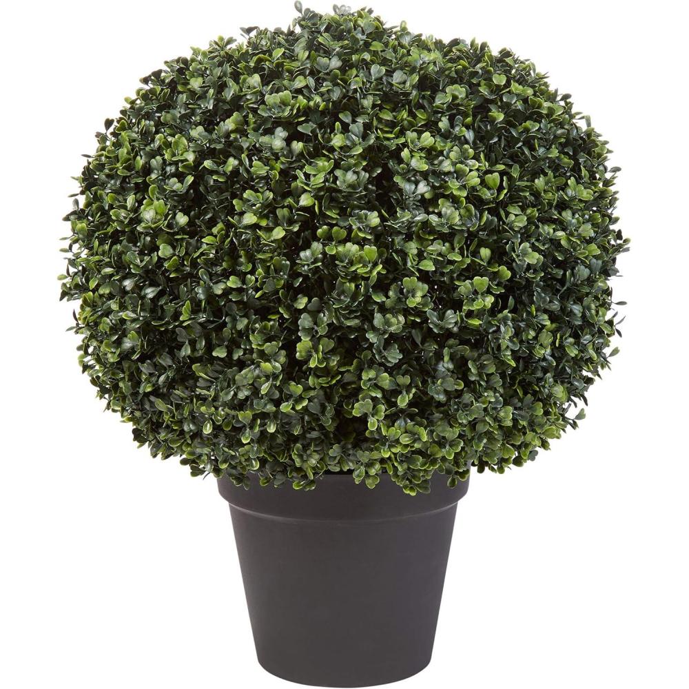 imageArtificial Boxwood Plant  21Inch Topiary Ball Faux Plant  Indoor or Outdoor Fake Plants for Home Entryway or Porch Decor by Pure Garden1Pack