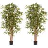 imageArtificial Bamboo Tree  6FT Fake Plant with Adjustable Leaves and Pot  Faux Plants Indoor for Home Restaurant or Office Dcor by Pure GardenNatural Trunk