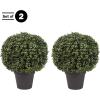 imageArtificial Boxwood Plant  21Inch Topiary Ball Faux Plant  Indoor or Outdoor Fake Plants for Home Entryway or Porch Decor by Pure Garden2Pack