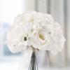 imageFloral Arrangement with Vase  Realistic Accent with 10 Hydrangeas and 11 Roses in Clear Glass Container with Faux Water by Pure Garden Cream