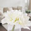 imageLilies Floral Centerpiece  Five CreamColored Lily Blossoms in a Clear Glass Bowl with Fake Water  Artificial Flowers in Vase by Pure Garden Cream85