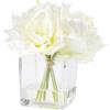 imageLilies Floral Centerpiece  Five CreamColored Lily Blossoms in a Clear Glass Bowl with Fake Water  Artificial Flowers in Vase by Pure Garden Cream85