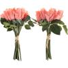 imagePure Garden Rose Artificial Flowers  18Pc Real Touch 115Inch Fake Flower Set with Stems for Home Decor Wedding or BridalBaby Showers CoralCoral
