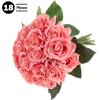 imagePure Garden Rose Artificial Flowers  18Pc Real Touch 115Inch Fake Flower Set with Stems for Home Decor Wedding or BridalBaby Showers CoralCoral