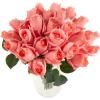 imagePure Garden Rose Artificial Flowers  18Pc Real Touch 115Inch Fake Flower Set with Stems for Home Decor Wedding or BridalBaby Showers CoralCoral