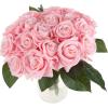 imagePure Garden Rose Artificial Flowers  18Pc Real Touch 115Inch Fake Flower Set with Stems for Home Decor Wedding or BridalBaby Showers CoralPink