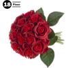 imagePure Garden Rose Artificial Flowers  18Pc Real Touch 115Inch Fake Flower Set with Stems for Home Decor Wedding or BridalBaby Showers CoralRed