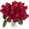 imagePure Garden Rose Artificial Flowers  18Pc Real Touch 115Inch Fake Flower Set with Stems for Home Decor Wedding or BridalBaby Showers CoralRed