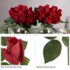 imagePure Garden Rose Artificial Flowers  18Pc Real Touch 115Inch Fake Flower Set with Stems for Home Decor Wedding or BridalBaby Showers CoralRed