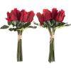 imagePure Garden Rose Artificial Flowers  18Pc Real Touch 115Inch Fake Flower Set with Stems for Home Decor Wedding or BridalBaby Showers CoralRed