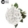 imagePure Garden Rose Artificial Flowers  18Pc Real Touch 115Inch Fake Flower Set with Stems for Home Decor Wedding or BridalBaby Showers CoralWhite