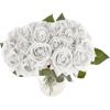 imagePure Garden Rose Artificial Flowers  18Pc Real Touch 115Inch Fake Flower Set with Stems for Home Decor Wedding or BridalBaby Showers CoralWhite