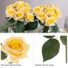 imagePure Garden Rose Artificial Flowers  18Pc Real Touch 115Inch Fake Flower Set with Stems for Home Decor Wedding or BridalBaby Showers CoralYellow