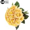 imagePure Garden Rose Artificial Flowers  18Pc Real Touch 115Inch Fake Flower Set with Stems for Home Decor Wedding or BridalBaby Showers CoralYellow